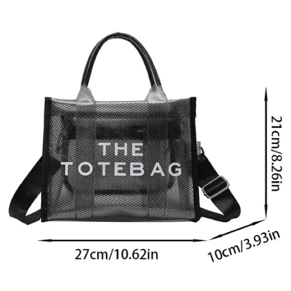 Clear Transparent Black Shoulder Tote Bag - Picture 2 of 10